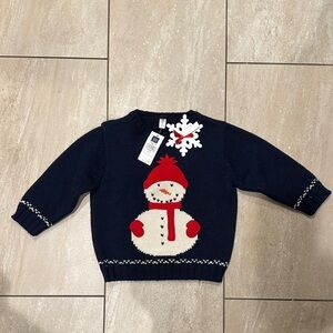 GAP Navy Sweater with Red Snowman Design